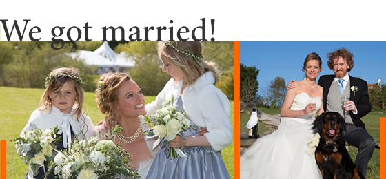 Photo montage showing Emma Lawrenson, Chamonix private chef ChamChef on her wedding day