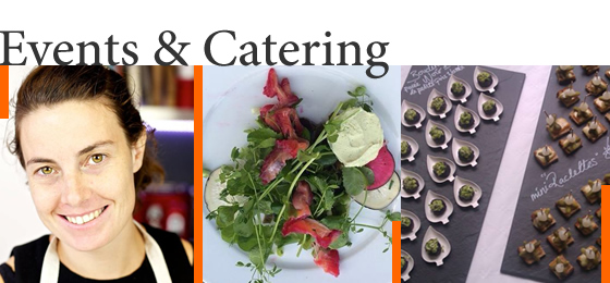 Events catering phot montage showing event catering food by Chanchef and a chef